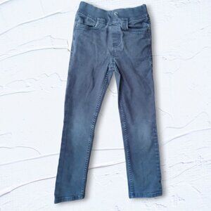 130cm Sz 8 Hanna Andersson Navy Blue Elastic Waist Slim Fit Twill Pull-On Pants